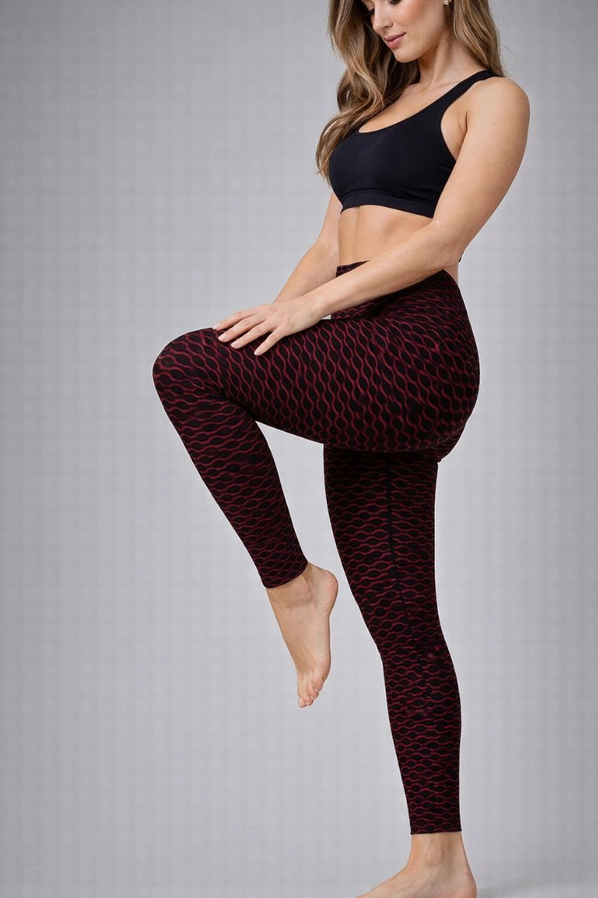 Kadın Yüksek Bel Toparlayıcı Likralı Büzgülü Tayt - Kırmızı