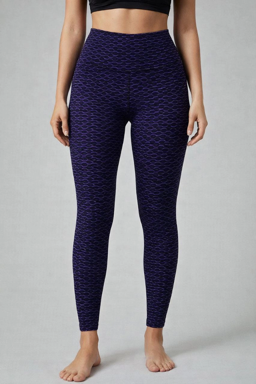 Kadın Yüksek Bel Toparlayıcı Likralı Büzgülü Tayt - Mavi