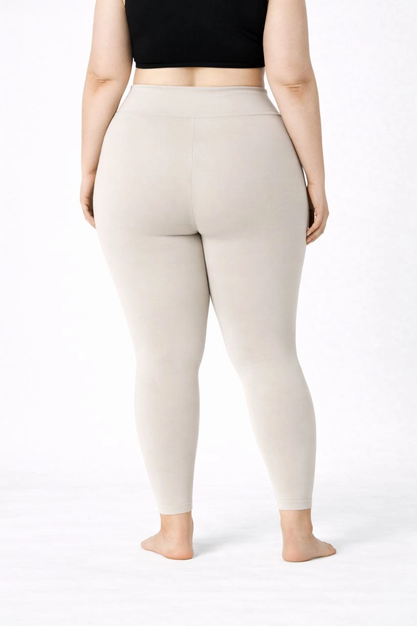 Kadın Yüksek Bel Toparlayıcı Likralı dalgıç Spor Tayt Esnek Battal Büyük Beden - Taş