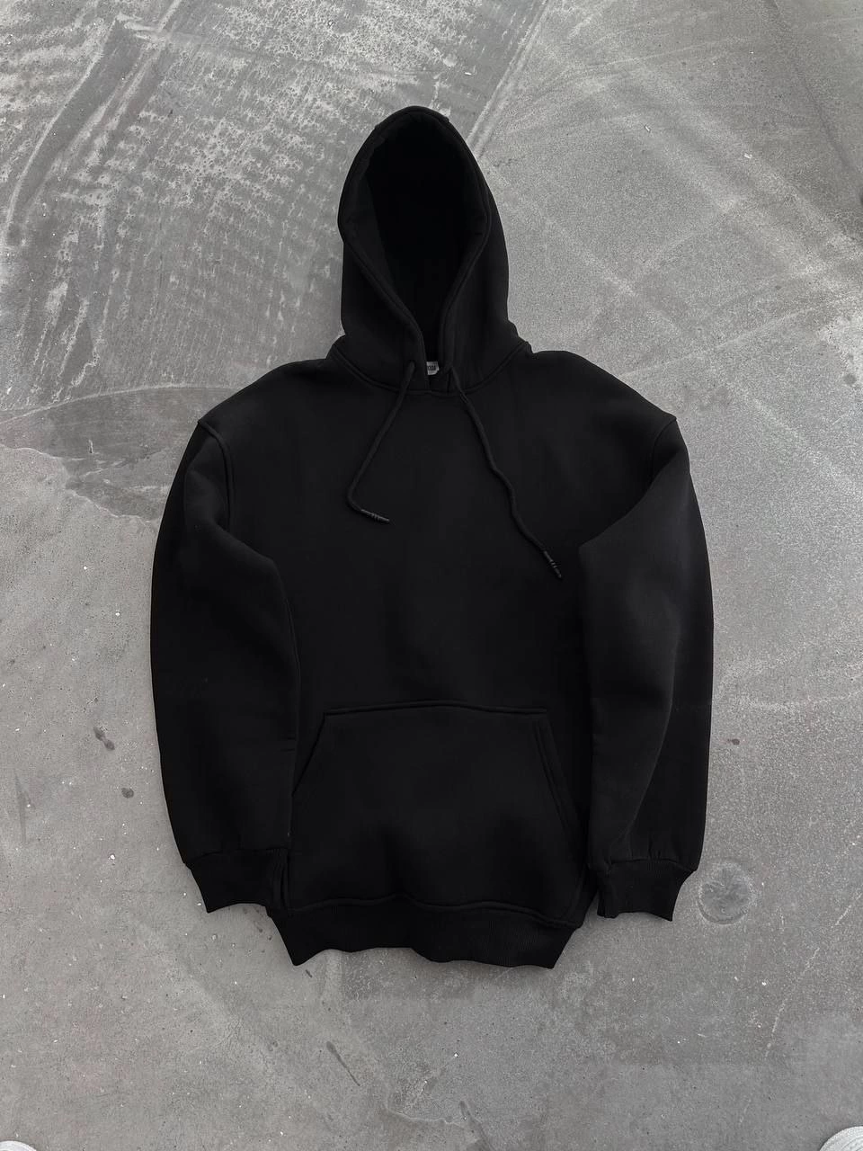 Kapüşonlu Üç İplik Penye Basic SweatShirt - Siyah