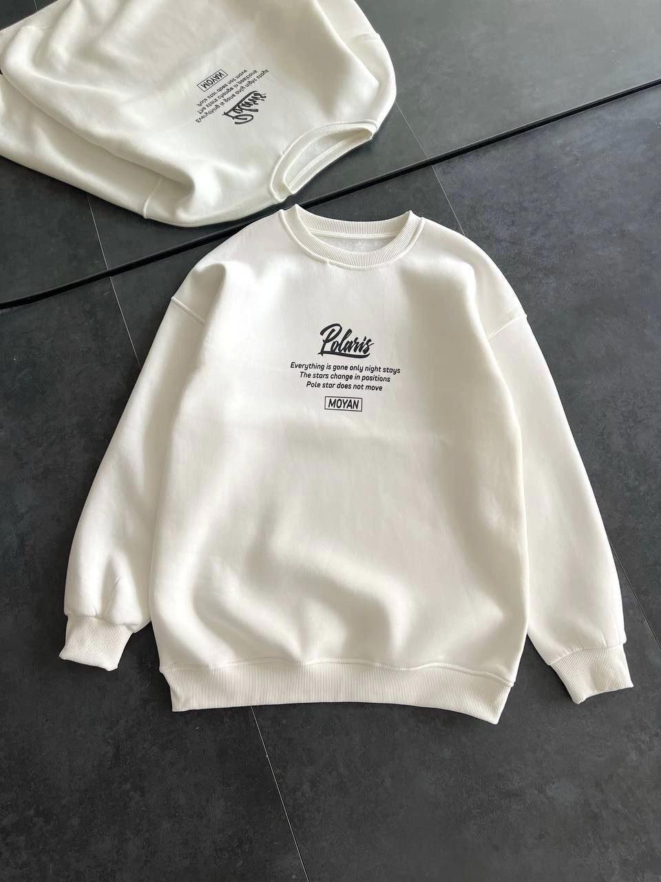Winter Cycling Collar Front And Rear Printed SweatShirt - White