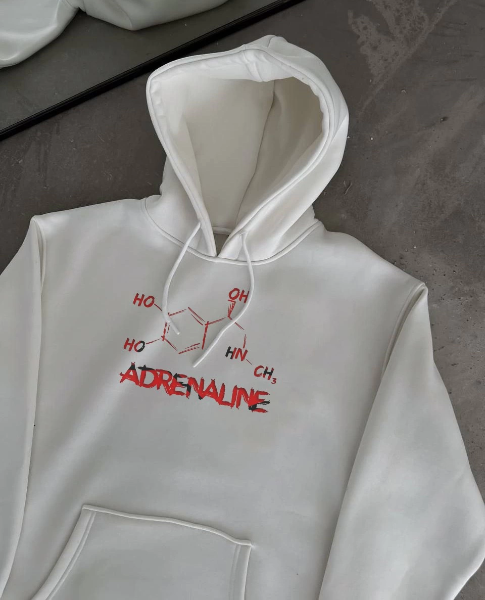 Kışlık Uzun Kol Kapüşonlu SweatShirt - Beyaz