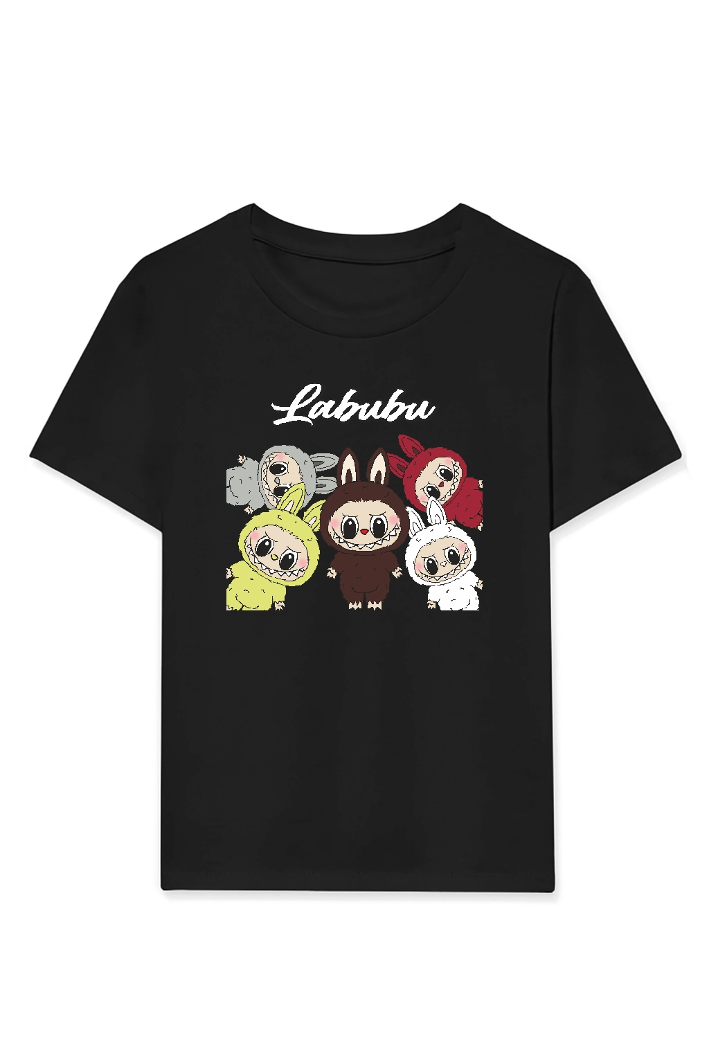 Girl Labubu Children Printed T-Shirt - Black