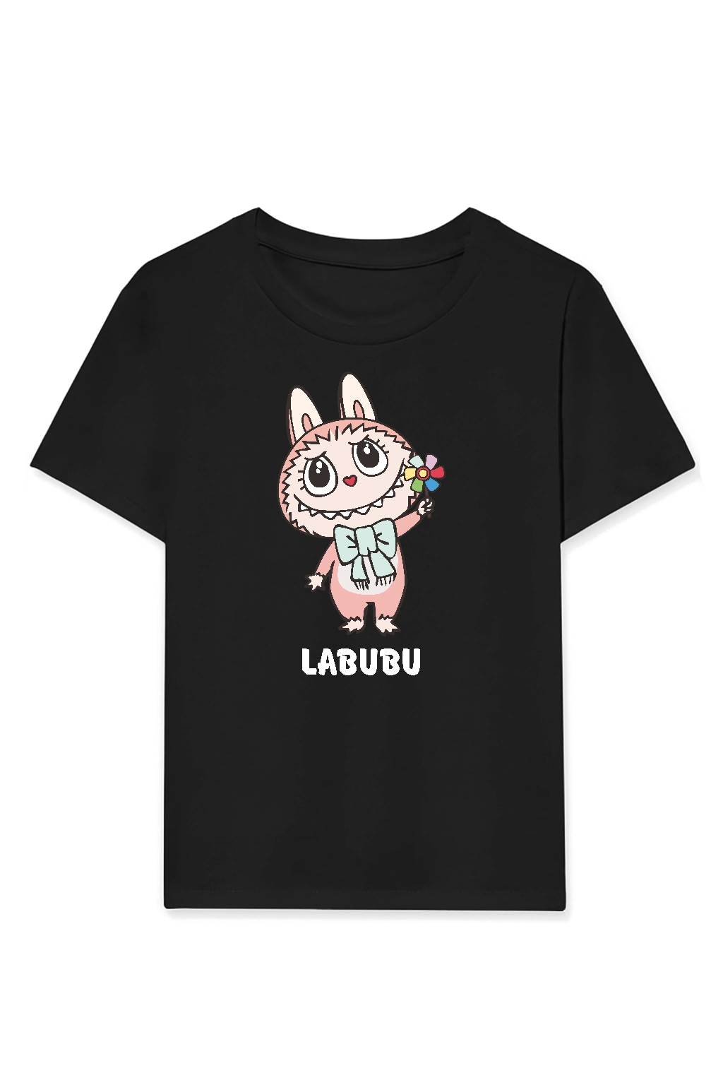 Girl Labubu Children Printed T-Shirt - Black