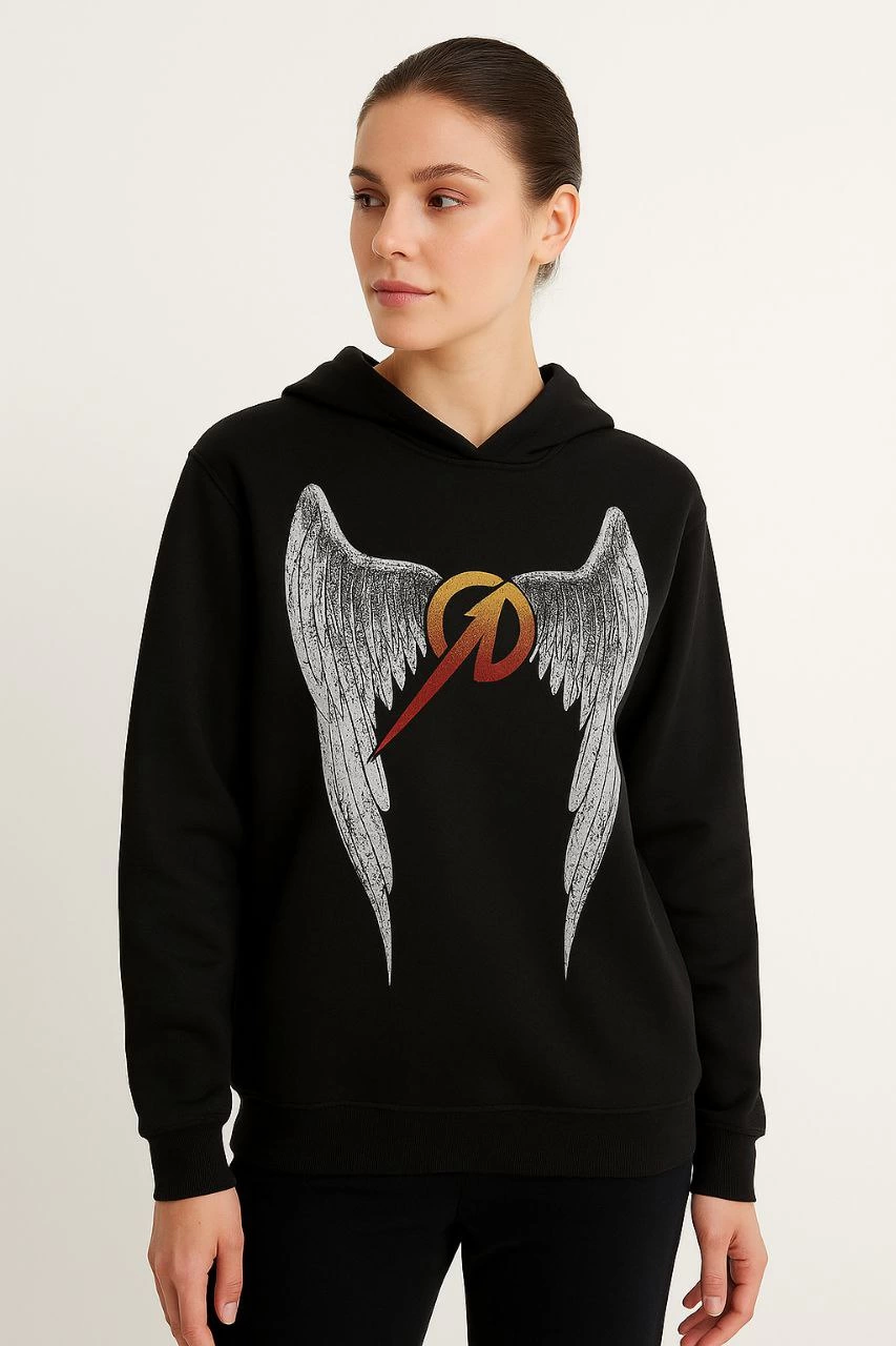 Metallica Two Yarn Hooded Front and Rear Printed Hoodie - Black