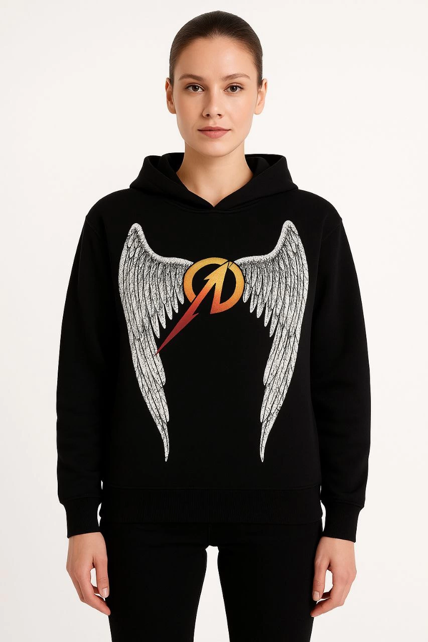 Metallica İki İplik Kapüşonlu Ön ve Arka Baskılı hoodie - Siyah