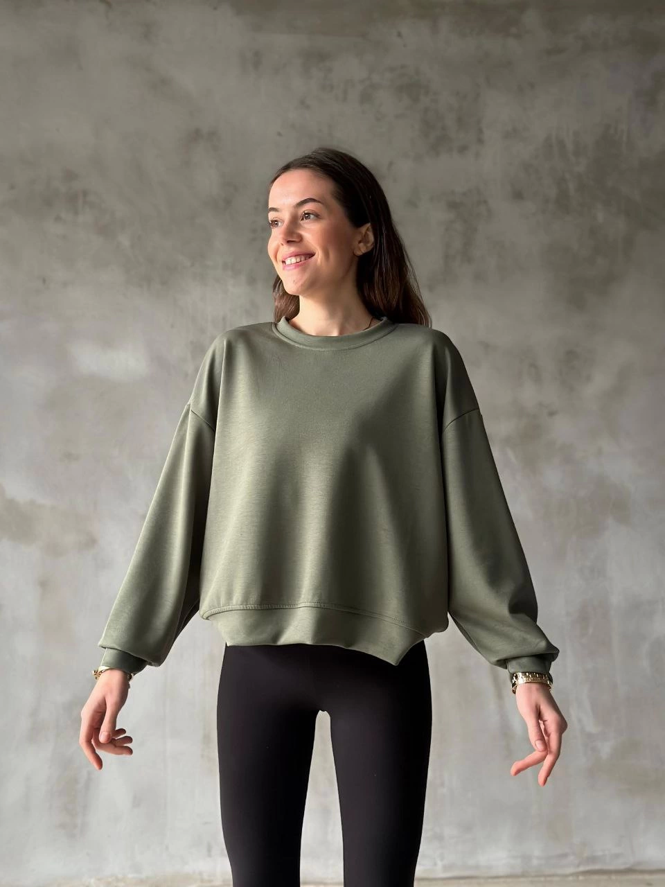 Osy Modal Soft textured Fabric Bicycle Collar Oversize Sweatshirt - Genuine
