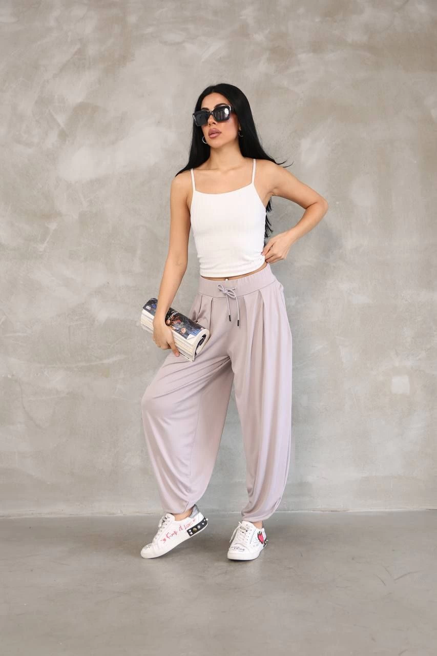 Osy Modal Soft Textured Fabric Shavar Pantalon - Beige