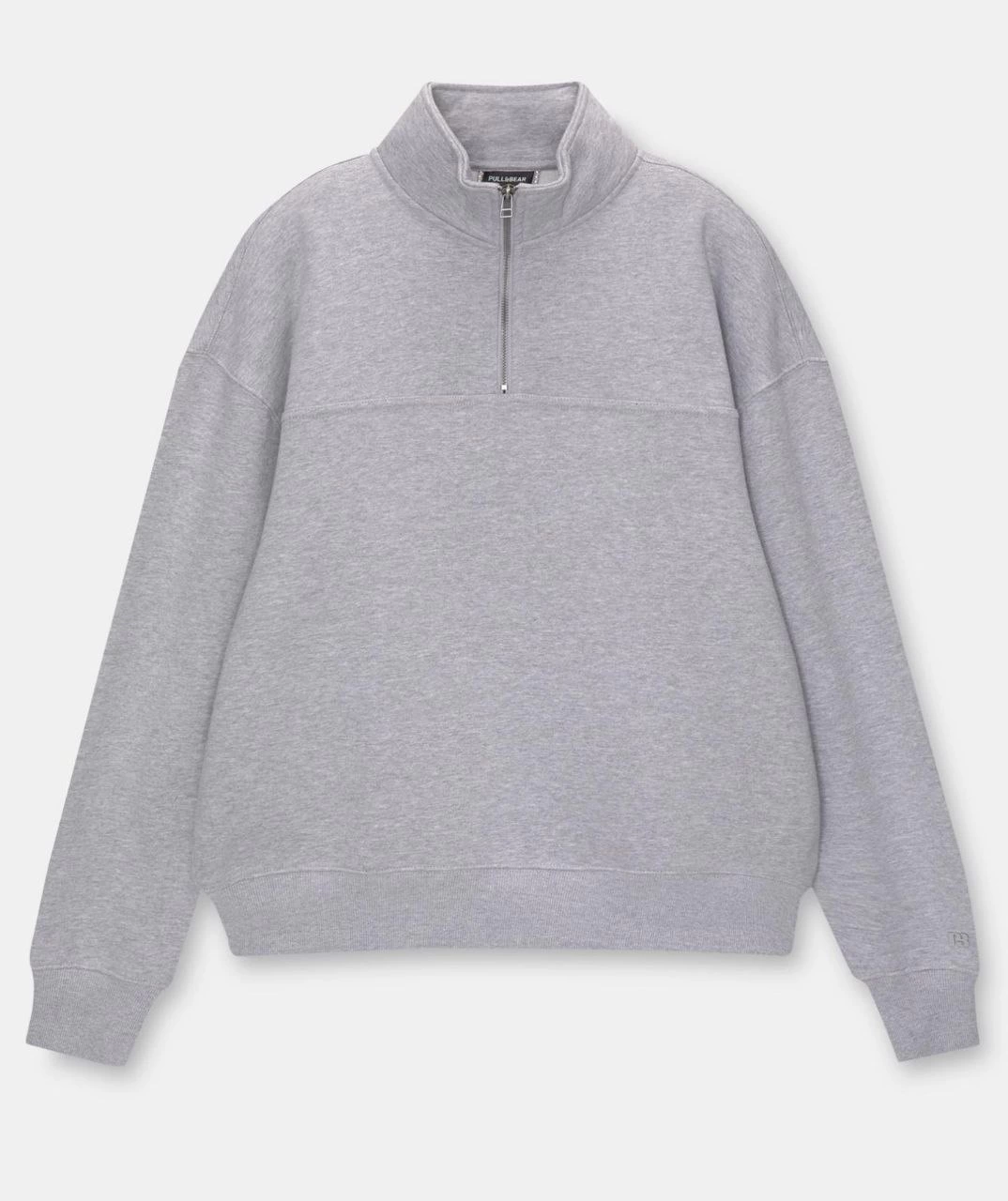 Oversize Half Farmed Collar Basic SweatShirt - Grey