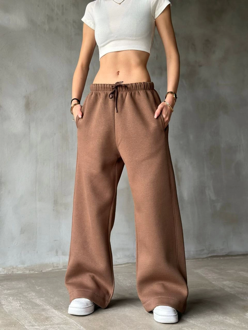 Palazzo Bol Paça Scarf Pants - Coffee