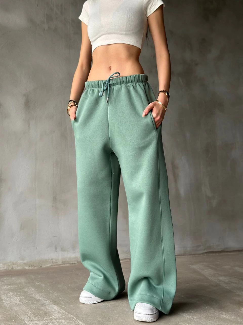 Palazzo Bol Paça Scarf Pants - Green