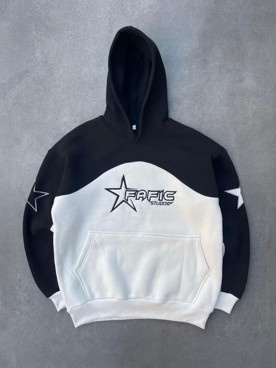 Piece Embroidery Embroidered Hooded SweatShirt - Black