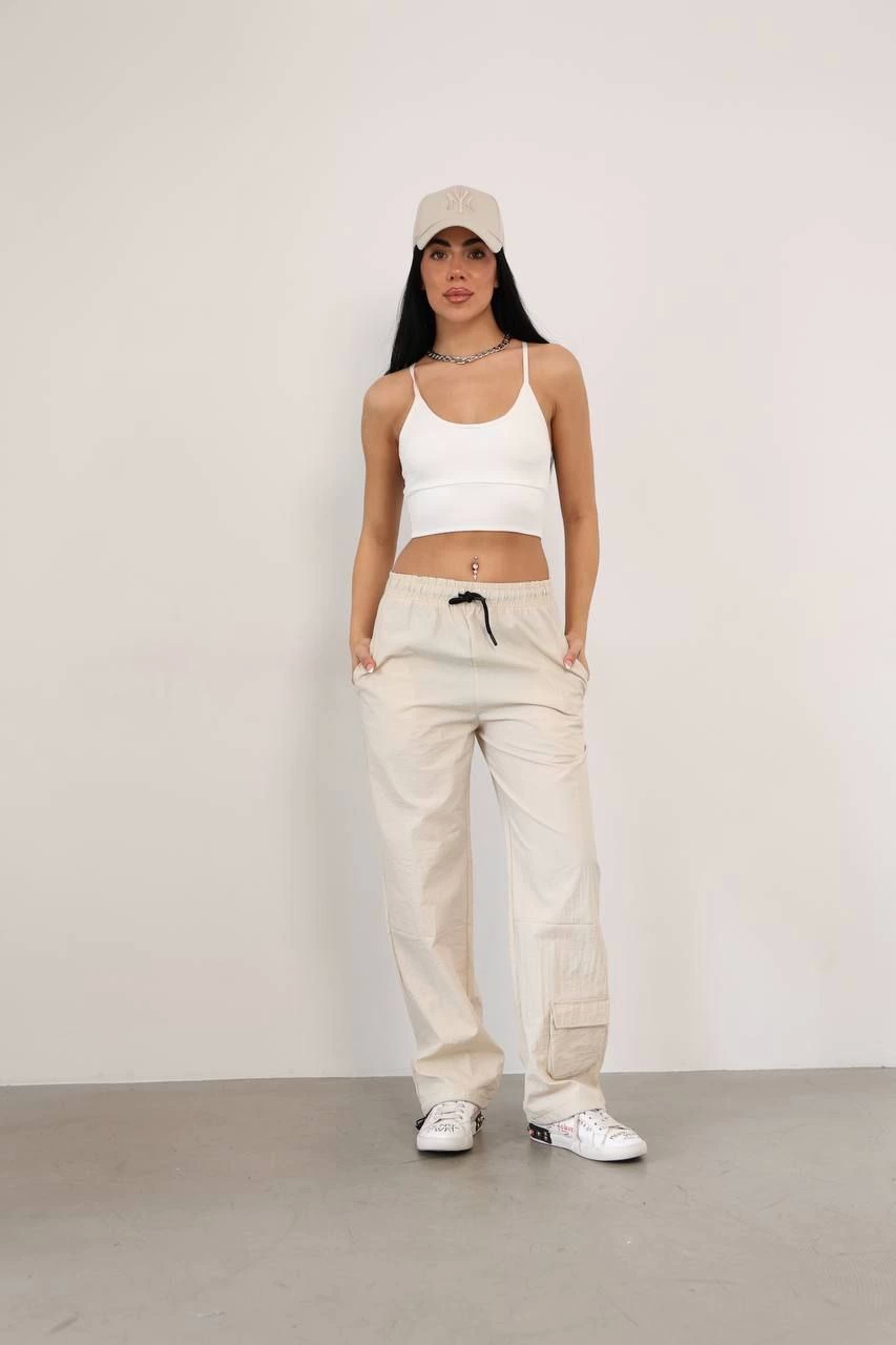 Parachute Fabric Cargo Pocket Baggy Scarf- Beige