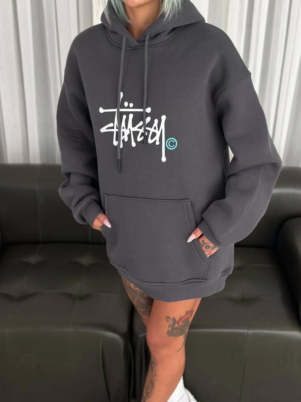 Three Yarn Hooded Printed SweatShirt - Fuction