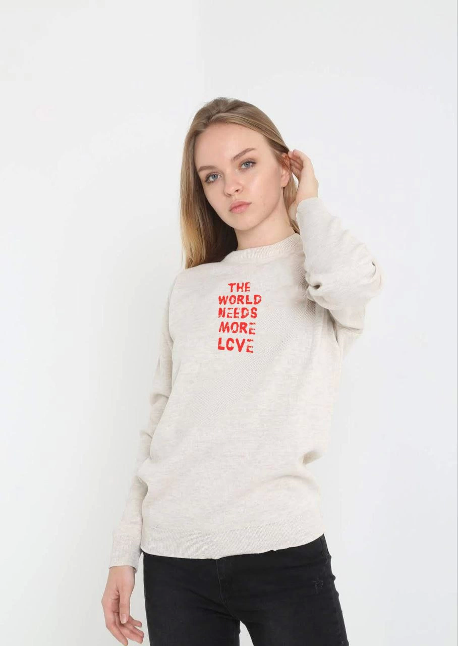 Unisex Bicycle Collar Printed Woven Sweater - Beige