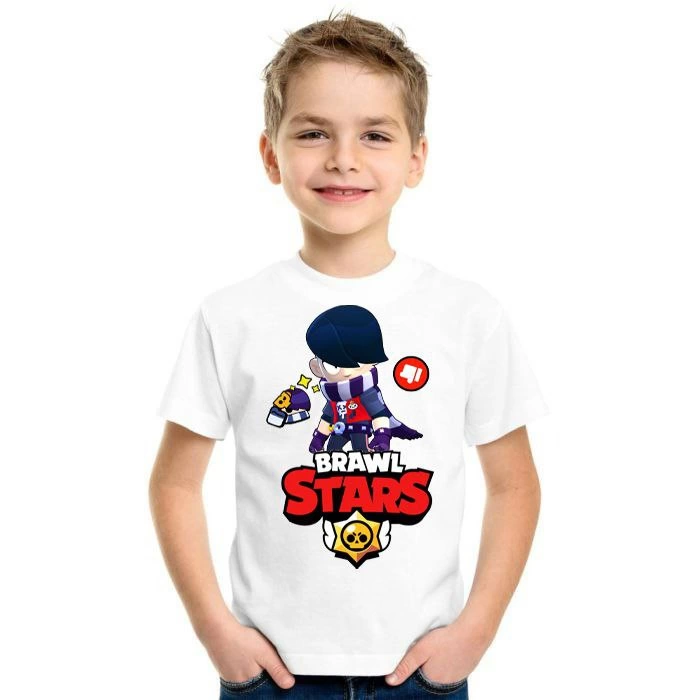 Unisex Bicycle Collar Short Sleeve Printed Children T-Shirt - White