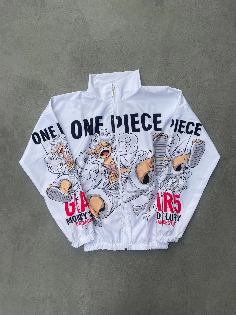 Unisex Zipper Digital Printed Windy - White