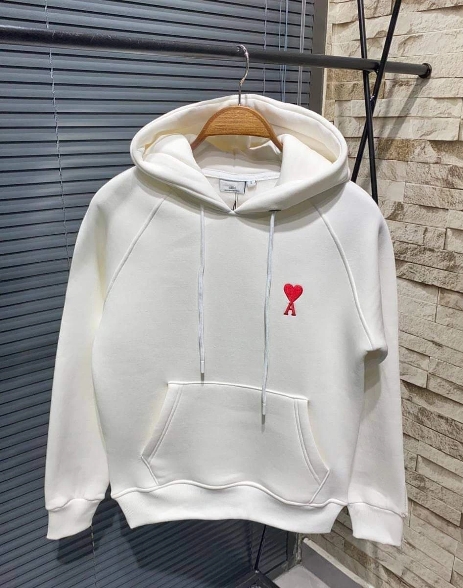 Kadın Kapşonlu Baskılı Sweetshirt - Beyaz