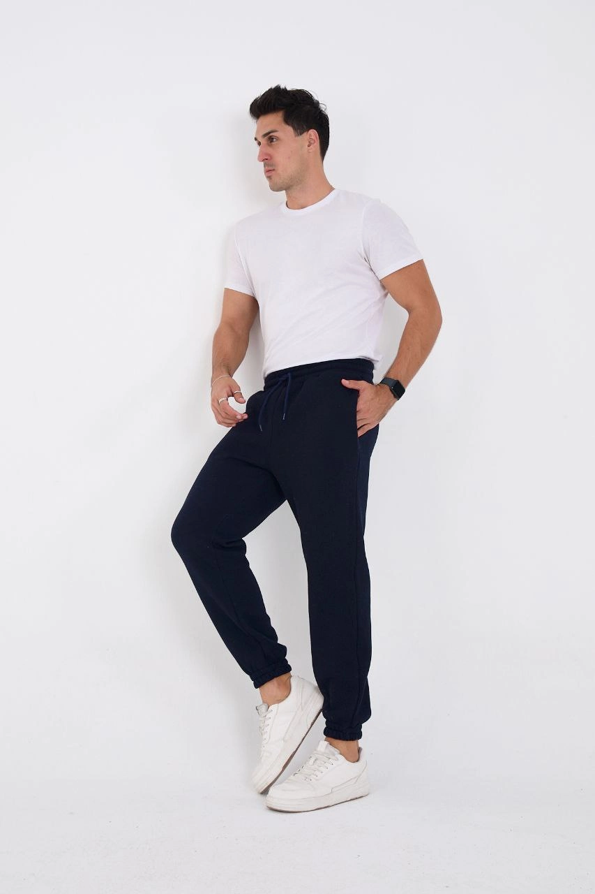 ERKEK Kışlık Üç İplik Lastikli Eşofman Pantolon - Lacivert