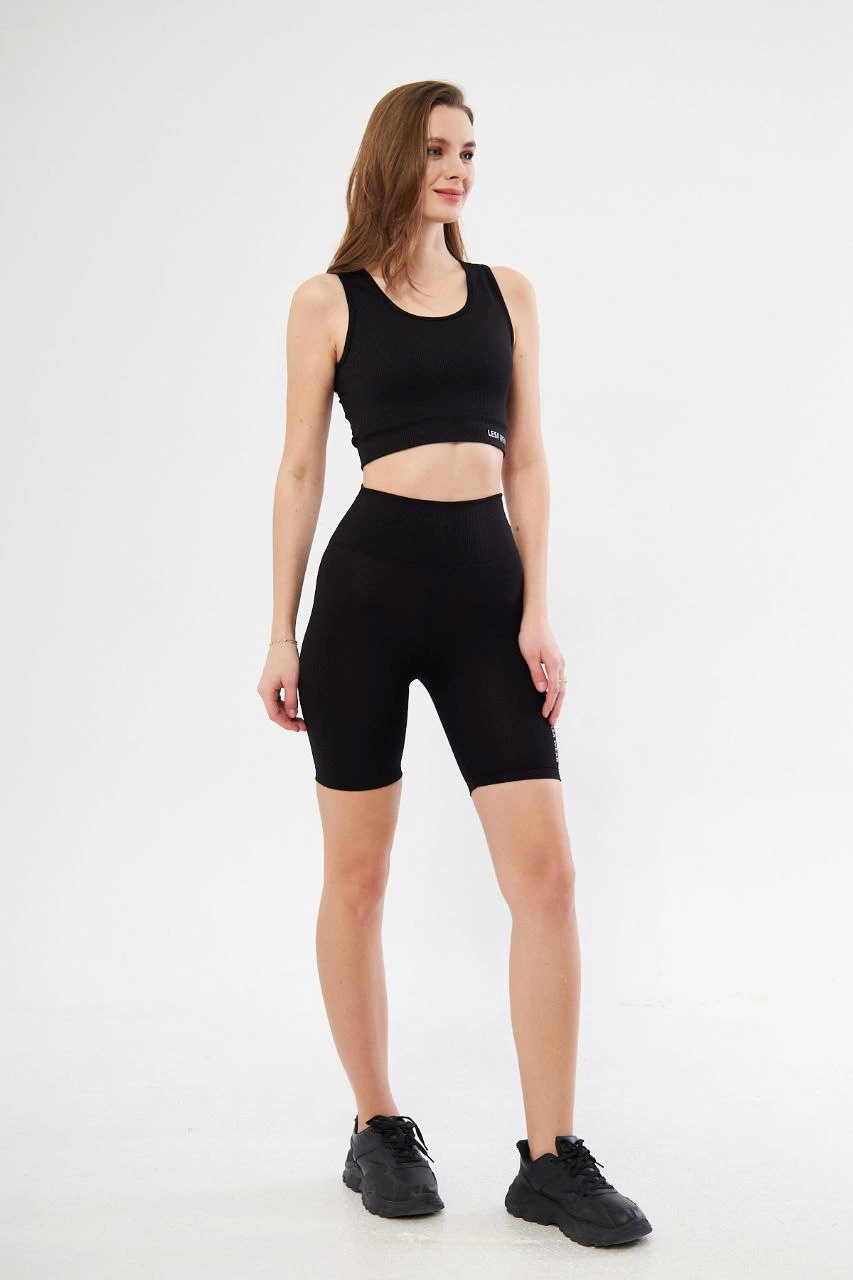 High Waist Diver Crop Biker Shorts Tool - Black