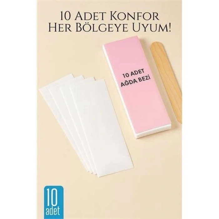 10’lu Ağda Bezi Seti + Spatula | Her Bölgeye Uyumlu | Evde Pratik Tüy Alma İçin