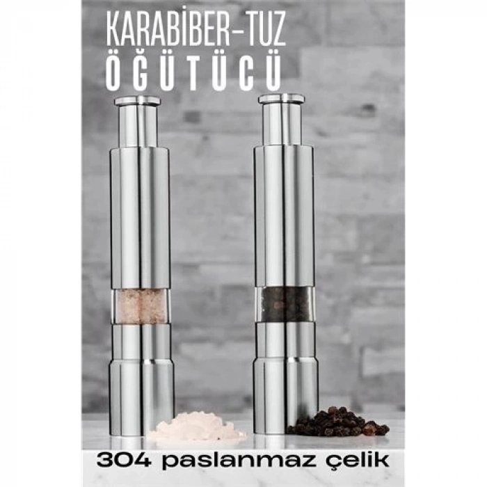 2li Karabiber Tuz Öğütücü Profesyonel 304 Paslanmaz Çelik Manuel Baharat Değirmeni