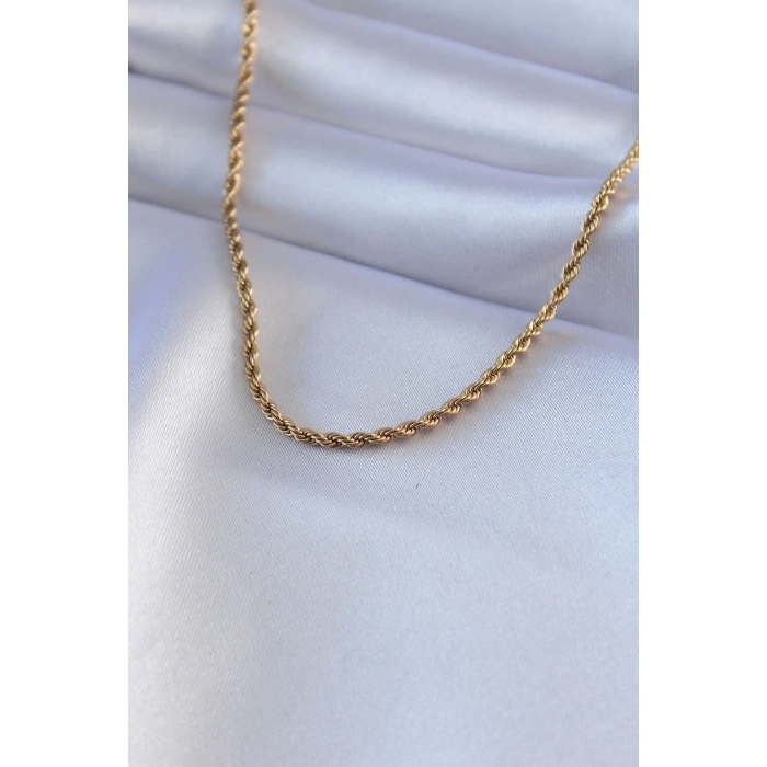 316l Çelik Gold Renk Burgu Model 45 Cm Kadın Kolye