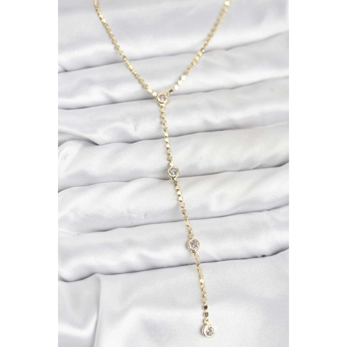 316l Çelik Gold Renk Ezme Zincir Model Y Kadın Kolye