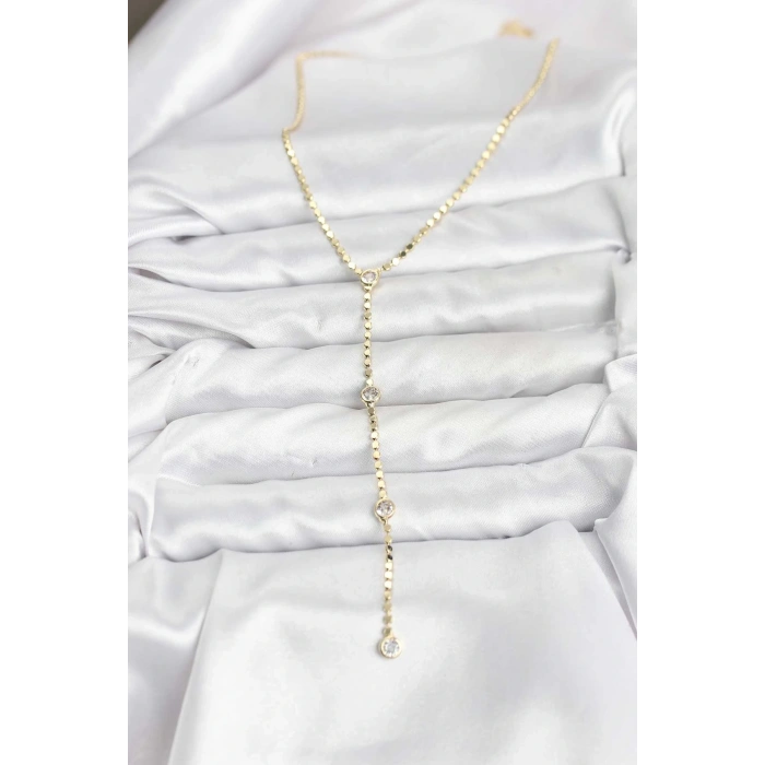 316l Çelik Gold Renk Ezme Zincir Model Y Kadın Kolye