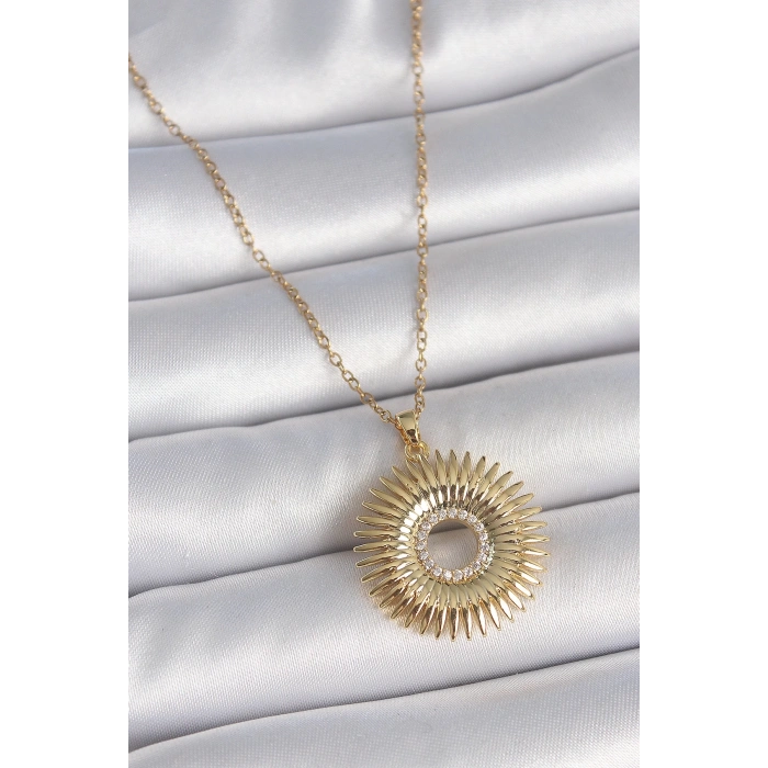 316l Çelik Gold Renk Zincir Zirkon Taşlı Nova Yıldız Model Kadın Kolye