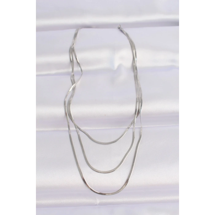 316L Çelik Gümüş Renk İtalyan Zincir Çoklu Kolye