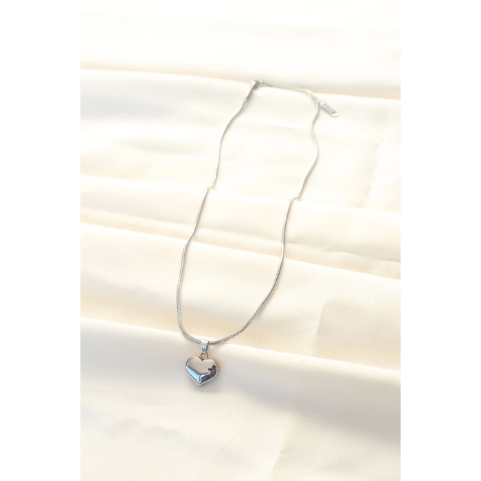 316l Çelik Gümüş Renk Kalp Kolye