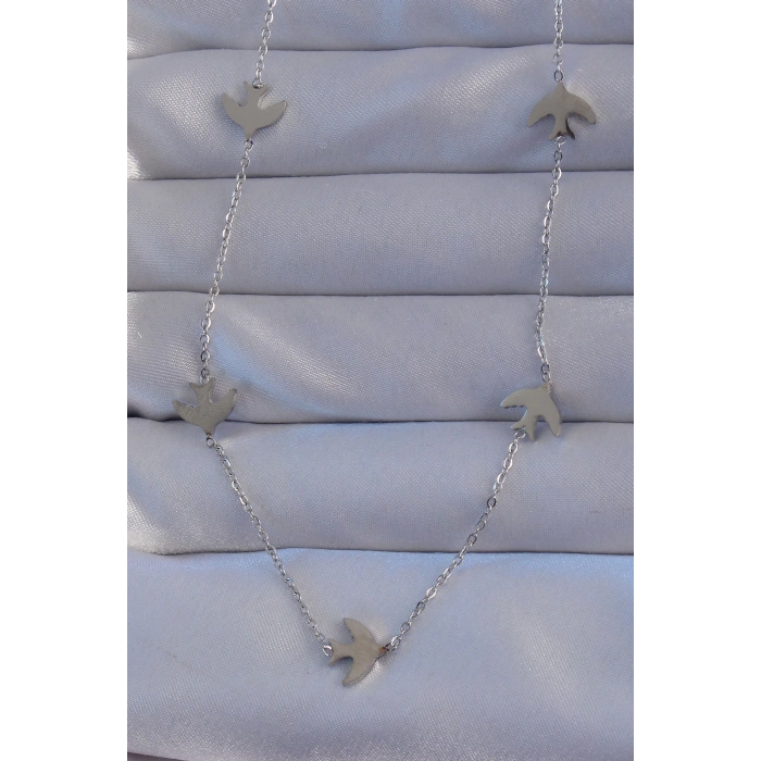 316l Çelik Gümüş Renk Kuş Model Kolye