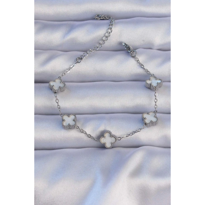 316L Çelik Gümüş Renk Sedefli Baby Boy Yonca Model Bileklik