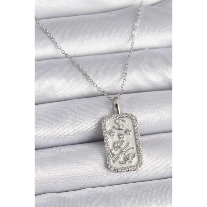 316l Çelik Gümüş Renk Zincir Yengeç Burcu Zirkon Taşlı Kadın Kolye