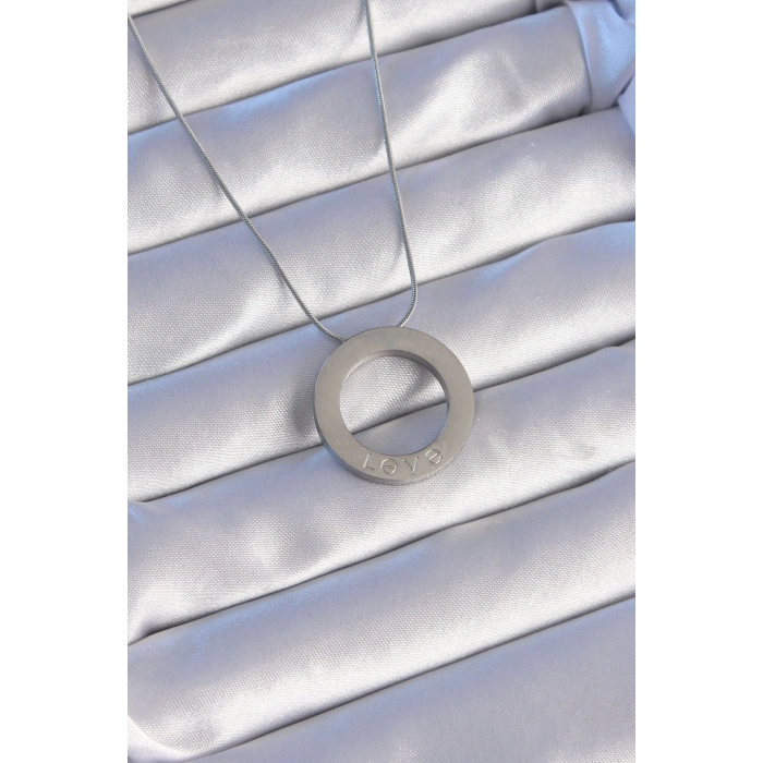 316l Çelik Gümüş Renk Zirkon Taşlı Model Kolye