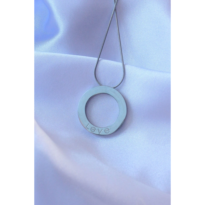 316l Çelik Gümüş Renk Zirkon Taşlı Model Kolye