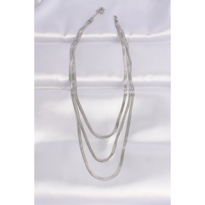 316l Çelik İtalyan Zincir Gümüş Renk Çoklu Kolye