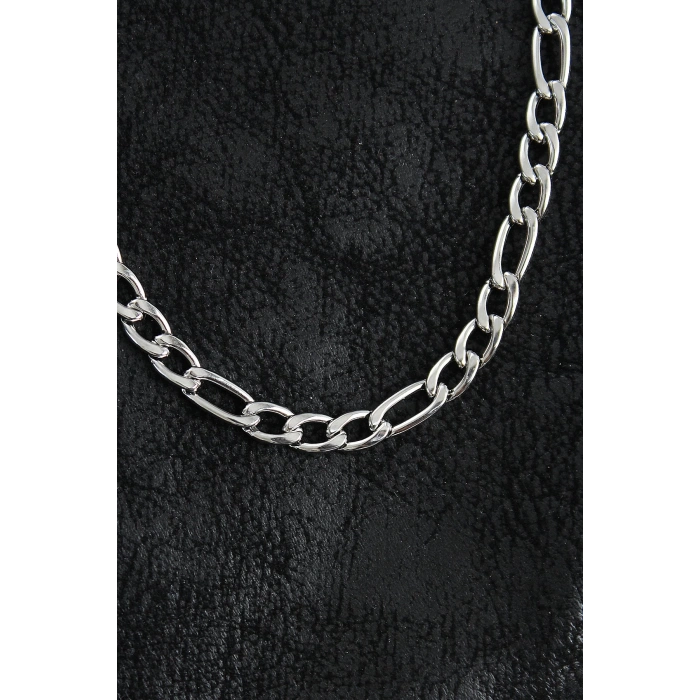 316L Çelik Kalın Figaro Zincir Model Gümüş Renk Erkek Kolye