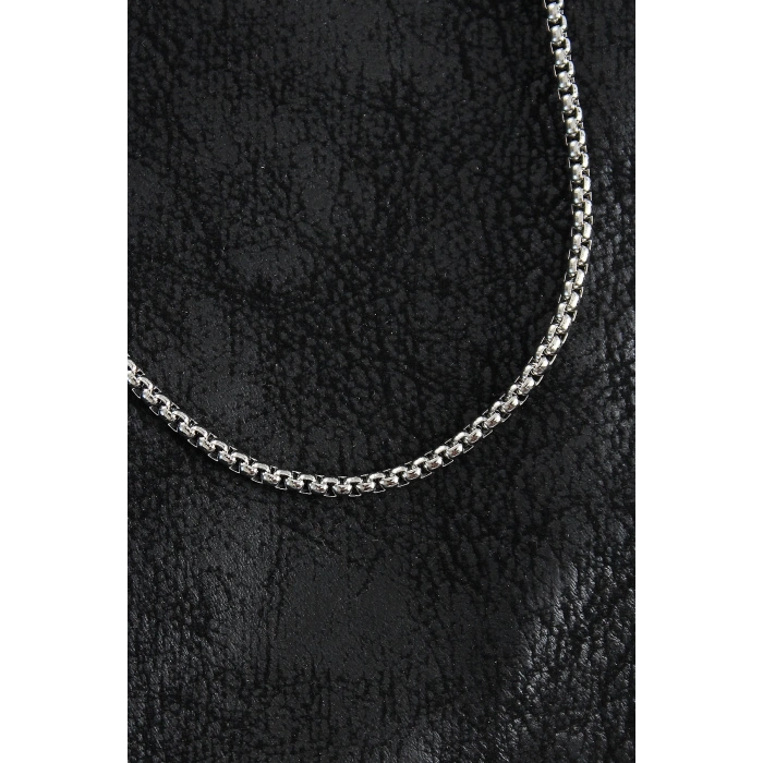 316L Çelik Örme Zincir Model Gümüş Renk Erkek Kolye