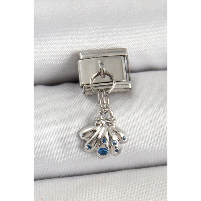 316L Çelik Sallantılı Fiyonklu Buket Model Gümüş Renk Nomination Charm