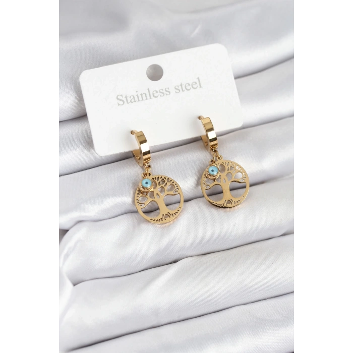 316L Çelik Yaşam Ağacı Model Kadın Küpe