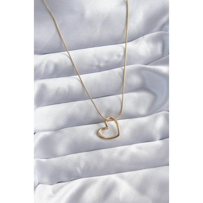 316l Çelik Zincir Gold Renk Kalp Model Kadın Kolye