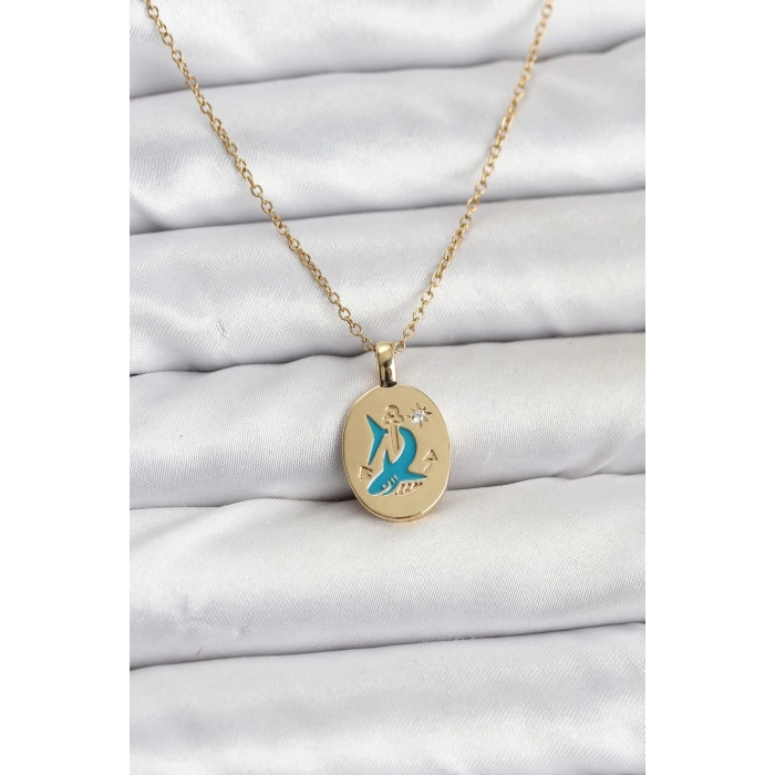 316l Çelik Zincir Gold Renk Shark Figür Kadın Kolye