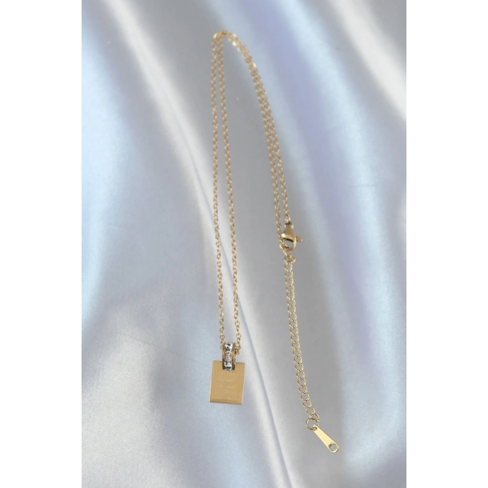 316l Çelik Zincir Gold Renk Zirkon Taşlı Aşk Mektubu Kolye