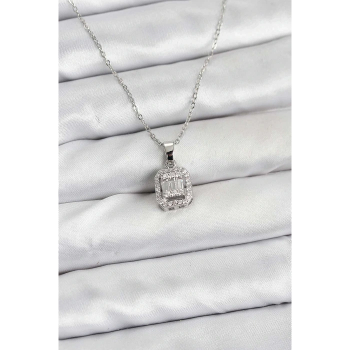 316l Çelik Zincir Gümüş Renk Baget Model Kadın Kolye