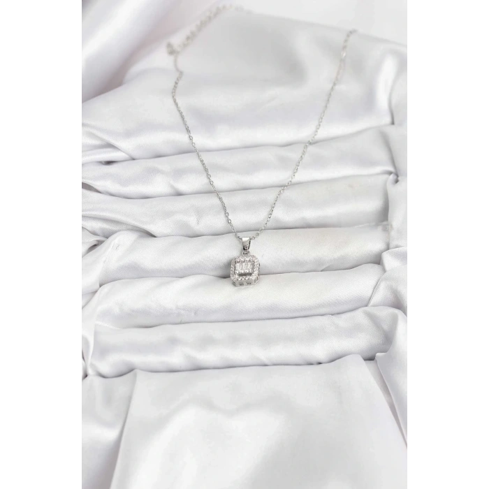 316l Çelik Zincir Gümüş Renk Baget Model Kadın Kolye