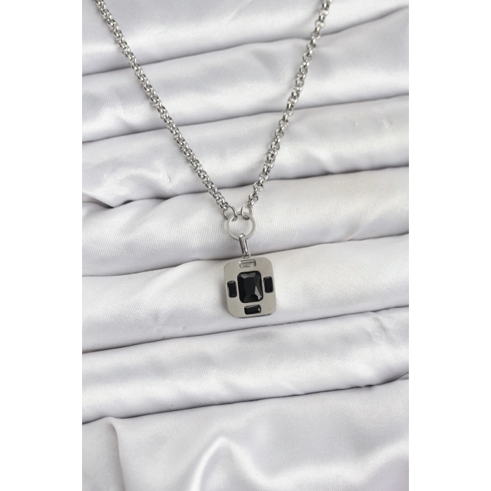 316l Çelik Zincir Gümüş Renk Vintage Model Kadın Kolye