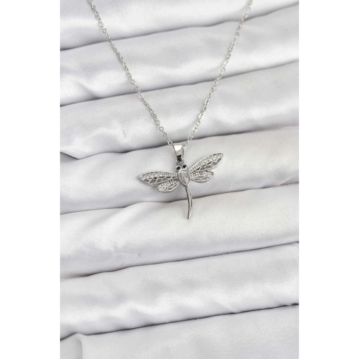 316l Çelik Zincir Gümüş Renk Yusufçuk Model Kadın Kolye