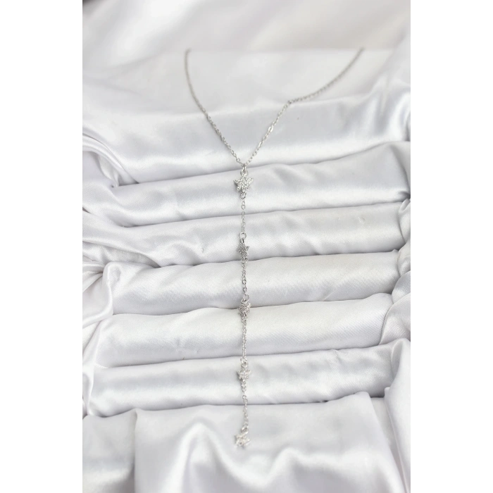 316l Çelik Zincir Gümüş Renkli Yıldız Model Kadın Y Kolye